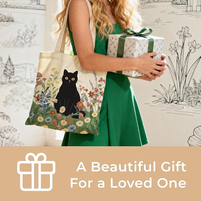 Cute Aesthetic Canvas Tote Bag for Women, Reusable Foldable Shopping Cotton Shoulder Totebag with Zipper Pocket