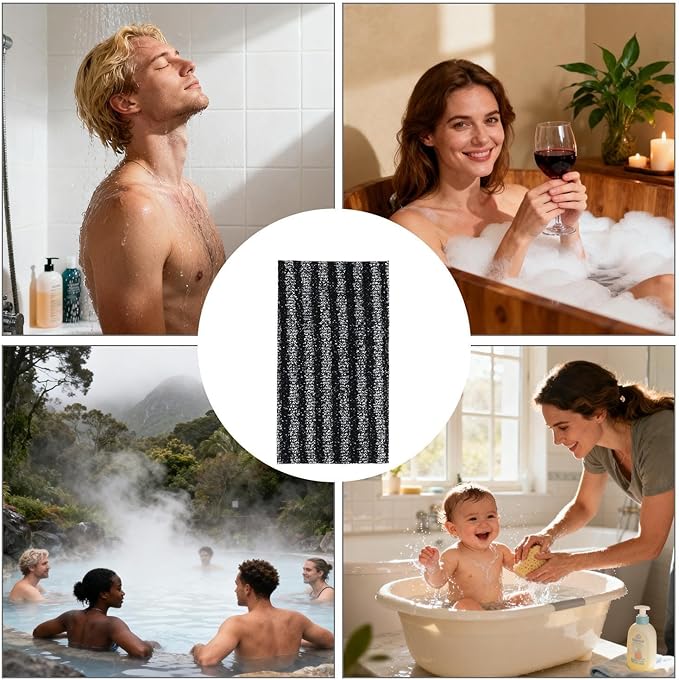 Bathroom Bath Towel, Soft Scrubber, Quick Dry Absorbent Fabric, Long Handle Back Scrub, Personal Care Tool for Shower Tub Sauna Home Daily Family Women Friends