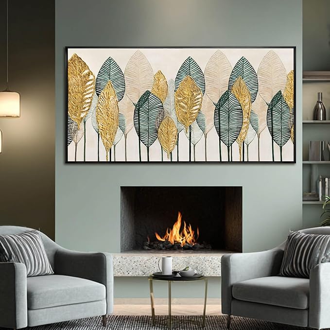 CHUDANHAO Vintage Wall Decor Gold Foil Wall Art Abstract Home Decorations Textured Artwork for Walls 24"x48" Pictures for Bedroom Office Art