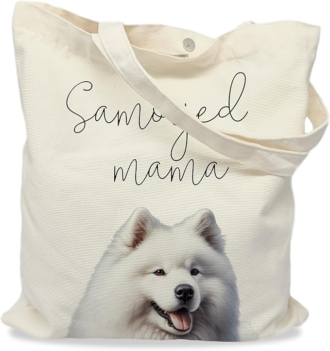 Dog Mama Tote Bag – Cute Dog Lover Canvas Bag, Reusable Shopping Shoulder Bag for Women, Pet Mom Gift,