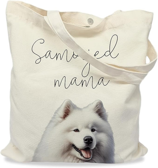 Dog Mama Tote Bag – Cute Dog Lover Canvas Bag, Reusable Shopping Shoulder Bag for Women, Pet Mom Gift,