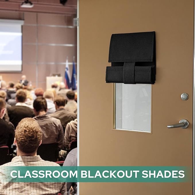 HOMEIDEAS Classroom 100% Linen Blackout French Door Curtains, Classroom Door Window Cover, Privacy Shades Thermal Insulated Small Window Covering, 1 Panel, W8 X L36 Inch, Black