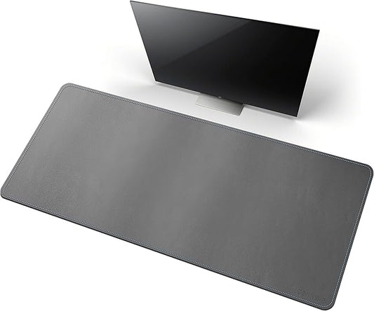 CENNBIE Desk Mat Pad Blotter Protector 47.2" x 19.6", PU Leather Desk Mat Laptop Keyboard Mouse Pad with Comfortable Writing Surface Waterproof (Grey)