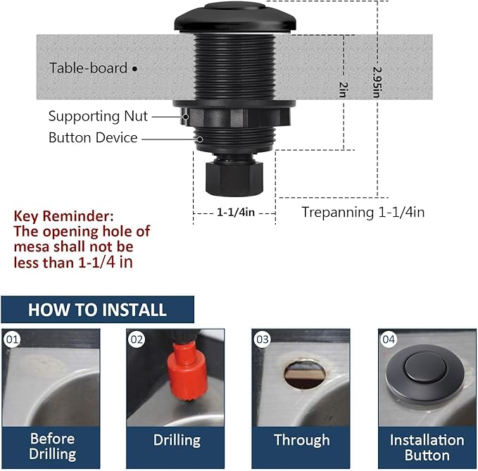 Garbage Disposal Air Switch Kit Dual Outlet Sink Top Waste Disposal Stainless Steel Black On/Off Air Button Food and Waste Disposals Part by Etoolcity