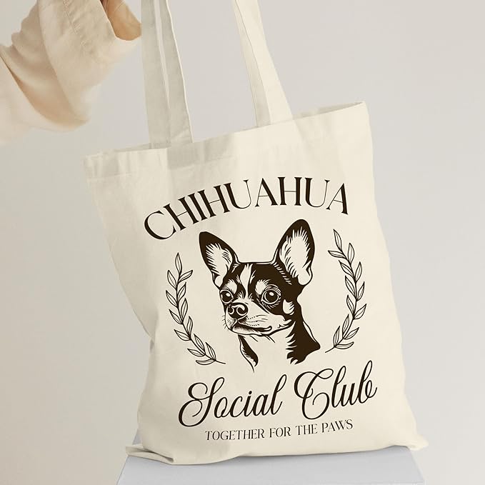 Dog Social Club Canvas Tote Bag, Travel & Daily Use, 16x14 Inch