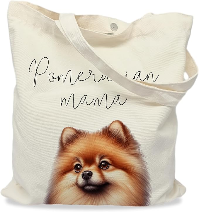 Dog Mama Tote Bag – Cute Dog Lover Canvas Bag, Reusable Shopping Shoulder Bag for Women, Pet Mom Gift,