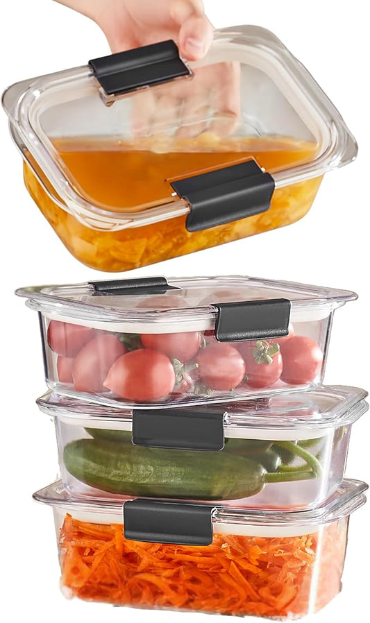 HEFA Food Storage Containers, Meal Prep Containers, Lunch Box with Airtight Lids, Kitchen Organizers and Storage for Leftovers (Crystal, 4 Pack)