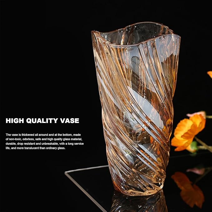Glass Vase,Elegant Spiral Decorative Centerpiece for Home, Office,Wedding, Stylish Blown Glass Flower Vase