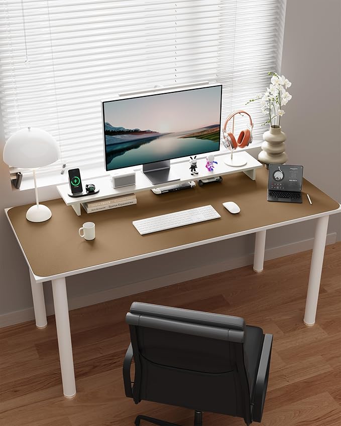 YSAGi Double-Sided Desk Mat, Eco Cork & Leather Desk Protector, Large Mouse Pad & Writing Pad for Office/Home (Khaki+Cork, 47.2" x 23.6")