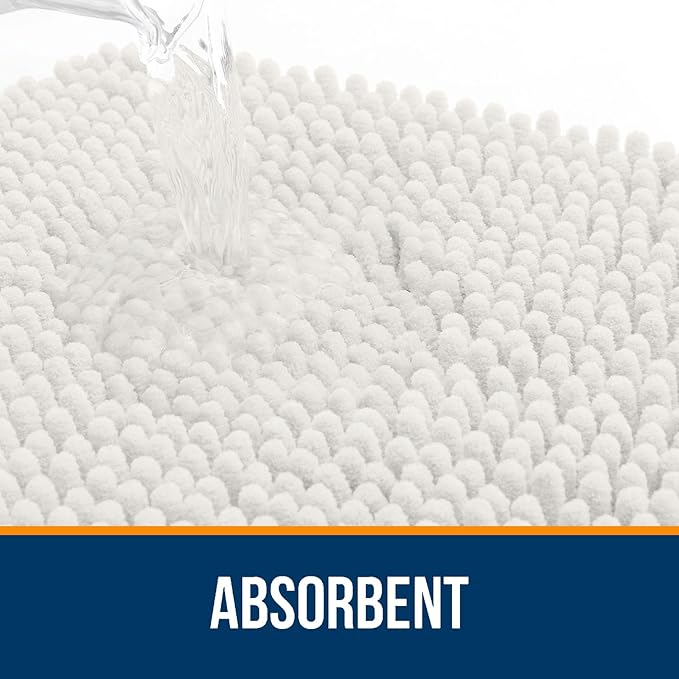 OLANLY Bathroom Rugs 36x24, Extra Soft Absorbent Chenille Bath Rugs, Rubber Backing Quick Dry, Machine Washable Bath Mats for Bathroom Floor, Tub and Shower, Home Decor Accessories, Ivory