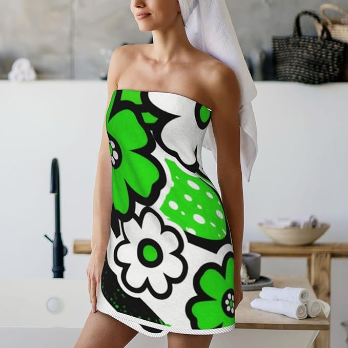 Graphic Flowers Quick Dry Microfiber Towel, Ultra Absorbent & Soft Coral Fleece Bath Towels for Body, Hair, Gym, Yoga, Spa & Travel - Lightweight & Fast Drying Multipurpose Towel (27"X55"