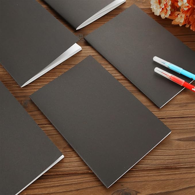 MIVIDE 50 Pack A5 Kraft Notebooks, Black Cover Journal Bulk Pack 8.3 x 5.5 inch Notebooks 60 Pages, Lined Travel Notebooks for Writing, Making Plans, School Office Supplies