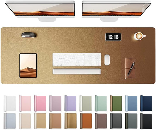 YSAGi Leather Desk Pad Protector, Office Desk Mat, Large Mouse Pad, Non-Slip PU Leather Desk Blotter, Laptop Desk Pad, Waterproof Desk Writing Pad for Office and Home (Bronze, 47" x 17")