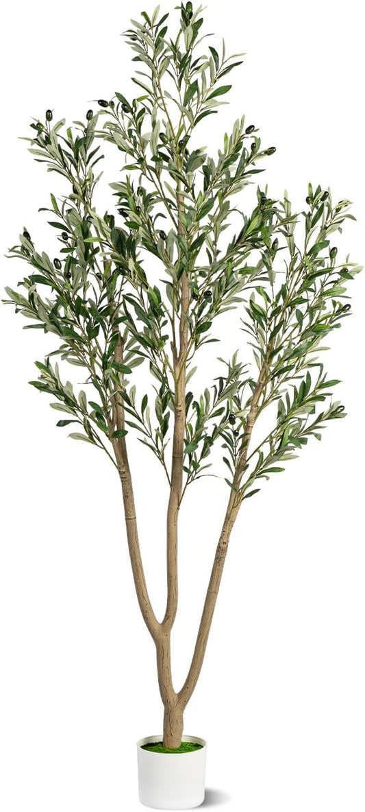 6FT Artificial Olive Tree, Indoor Faux Olive Tree Fake Potted Silk Olive Tree Plants with Lifelike Branches & Fruits for Home Office Decor