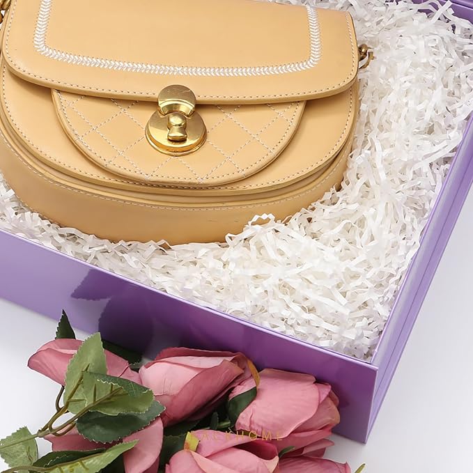 PACKHOME Large Gift Box 13.5x10x3.5 Inches, Sturdy Shirt Box with Magnetic Lid for Multiple Occasions (Glossy Purple)