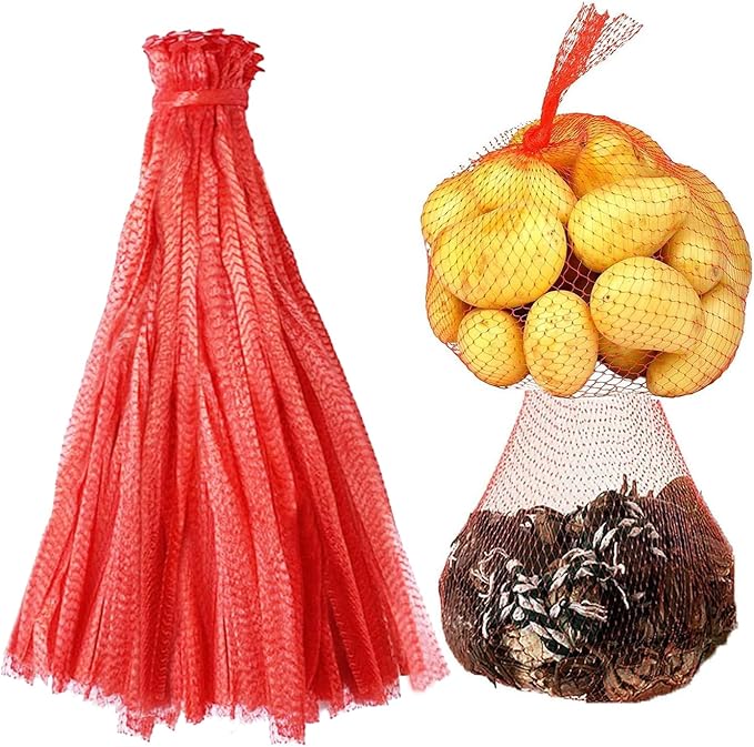 100Pcs 24 Inch Reusable Mesh Produce Bags, Seafood Boil Bags for Crab Clam Crawfish, Potato Onion Fruits Bag, Storage Bag for Grocery Shopping Storage of Fruit Seafood Toy & Garden Produce