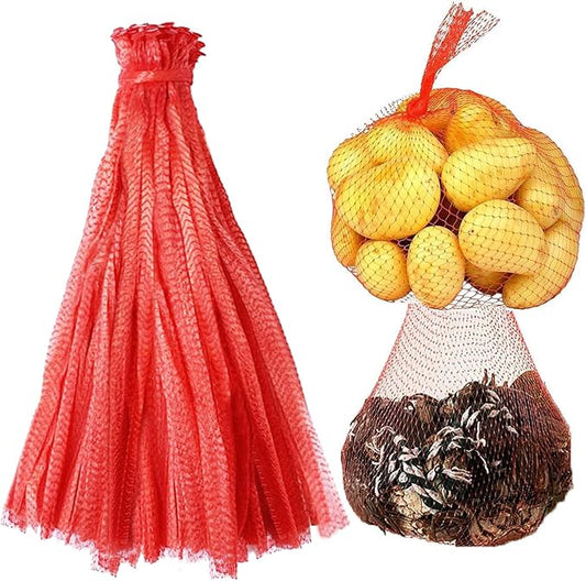 100Pcs 24 Inch Reusable Mesh Produce Bags, Seafood Boil Bags for Crab Clam Crawfish, Potato Onion Fruits Bag, Storage Bag for Grocery Shopping Storage of Fruit Seafood Toy & Garden Produce