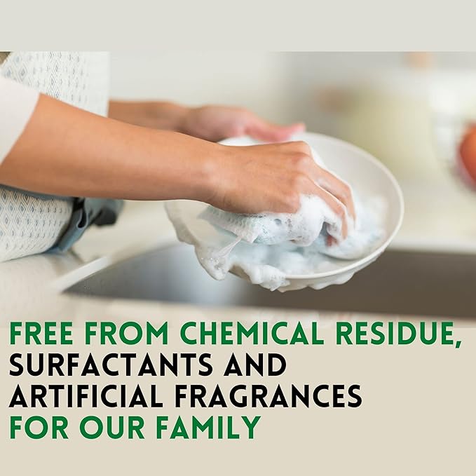 Zero Waste Natural Dish Soap Bar (Pack of 3 Bars) - Solid Vegan Dishwashing Block - Cold Processed, Eco Friendly Plastic Free Packaging with Sustainable Organic Ingredients for Kitchen