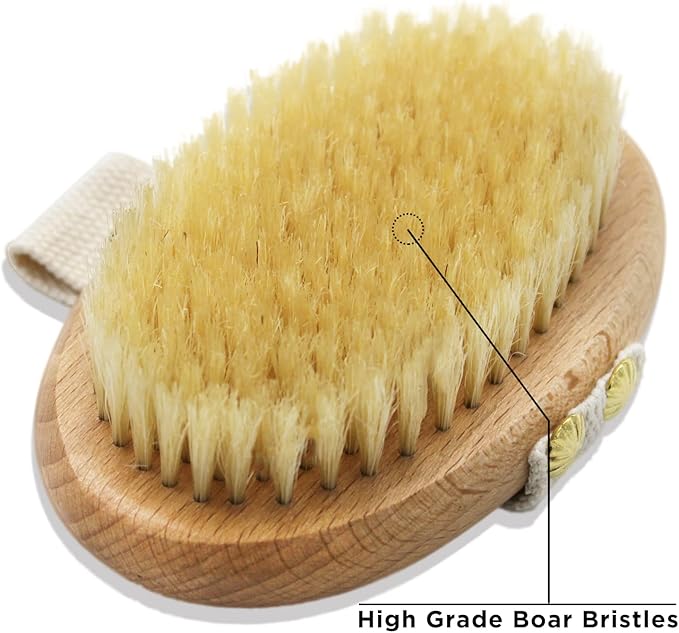 ICANdOIT Dry Brushing Body Brush-Boar Bristles Dry Skin Brush,Exfoliating Massage Brush for Cellulite and Lymphatic,Improve Circulation,Stop Ingrown Hairs,Reduce Acne,Soften Skin
