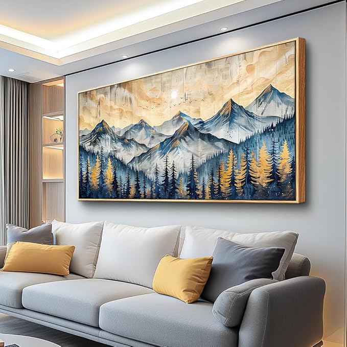 QIYILEXWART Canvas Wall Art For Living Room Wall Decor For Bedroom Office Wall Decoration Mountain Landscape Painting Farmhouse Pictures Artwork Room Aesthetic Home Decor 20x40 In