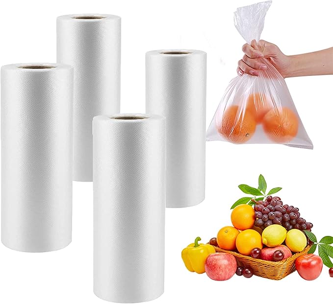CLASSY Plastic Produce Bags for Food Storage, 1400 Bag - 12"x16" Clear Grocery Bag for Fruits, Vegetables, Bread,Meat,Continuous,Easy Tear Design - (4 Rolls,Total 1400 Bags)
