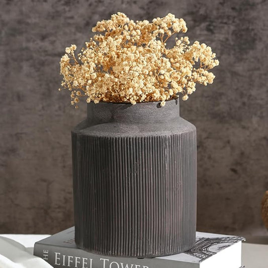 Farmhouse Vase for Home Decor, Vintage Rustic Terracotta Flower Vase Suitable for Home Decor, Living Room, Shelf, Dining Table. Large 7.2 * 9 in