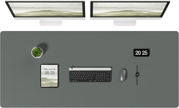 Aothia Leather Desk Pad Protector, Office Desk Mat, Large Mouse Pad, Laptop Desk Pad, Non-Slip PU Leather Desk Blotter, Waterproof Desk Writing Pad for Office and Home (Jungle Green, 55" x 24")