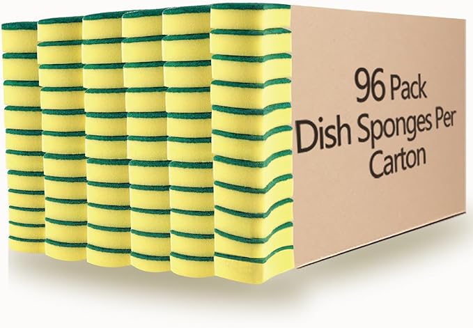 Kitchen Cleaning Sponges,96 Pack Eco Non-Scratch for Dish,Scrub Sponges.