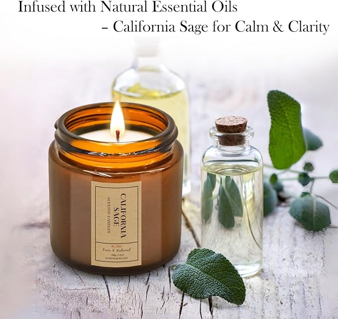 Christmas Candle Gift Set for Home – 4 Pack Scented Soy Wax Candles, Lavender, Jasmine, Sandalwood & Sage – Long Lasting Aromatherapy Candles for Relaxing, Gifts for Women, Mom & Holiday Home Decor