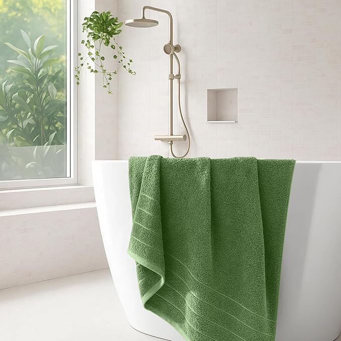 DAN RIVER Bath Towels Set of 4, 30 x 60 Inches, 100% Cotton, Larger & Lighter Weight, Quicker to Dry, Super Soft and Absorbent, Ideal Hotel Towels for Daily Use, Sage Green