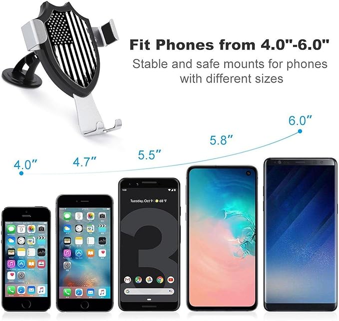Hands Free Automobile Holder Black and White Gun Design American Flag Phone Holders Phone Stand Cell Phone Car Mount