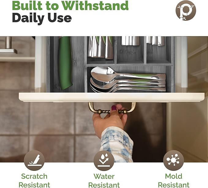 5-Slot Drawer Organizer - Kitchen and Utensil Organizer - Cutlery Tray - Flatware and Silverware Holder - Gray