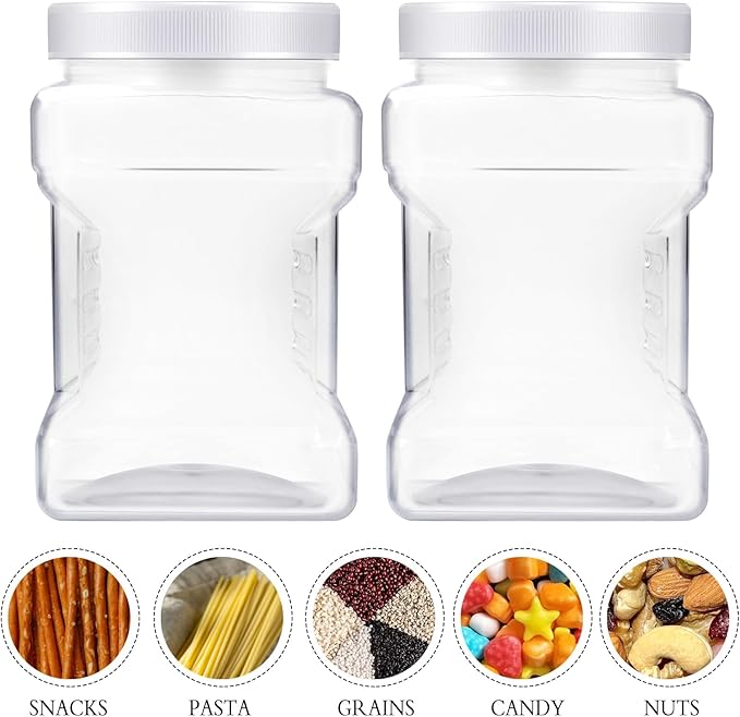 18 Pack Clear Plastic Storage Jars with Lids,27 oz Easy Grip Handles Plastic Containers,Reusable Wide Mouth Plastic Canisters,with Airtight Lids Square Paint Storage Containers for Kitchen Supplies