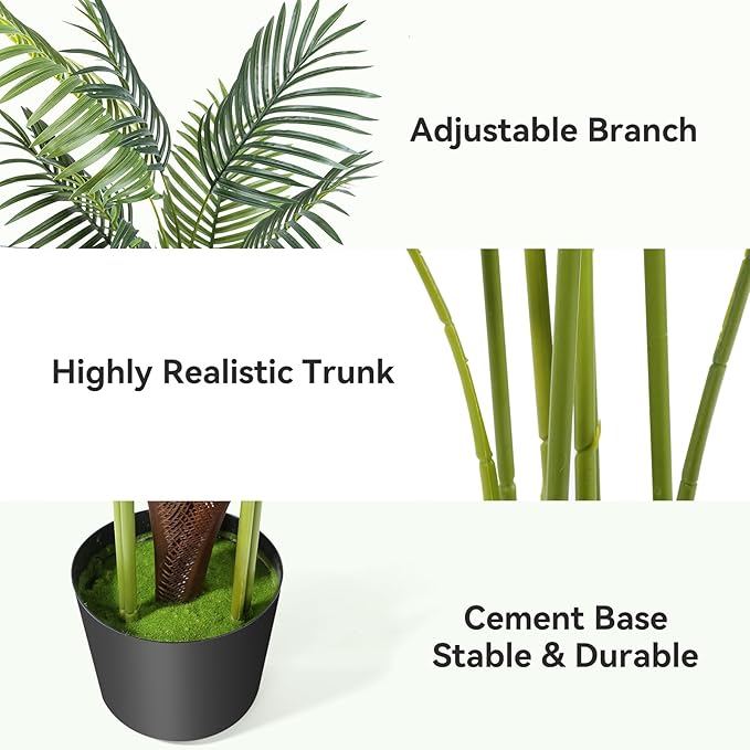 Artificial Bird of Paradise Plant Fake Tropical Palm Tree for Indoor Outdoor, Perfect Faux Plants for Home Garden Office Store Decoration (Palm Tree 120cm)