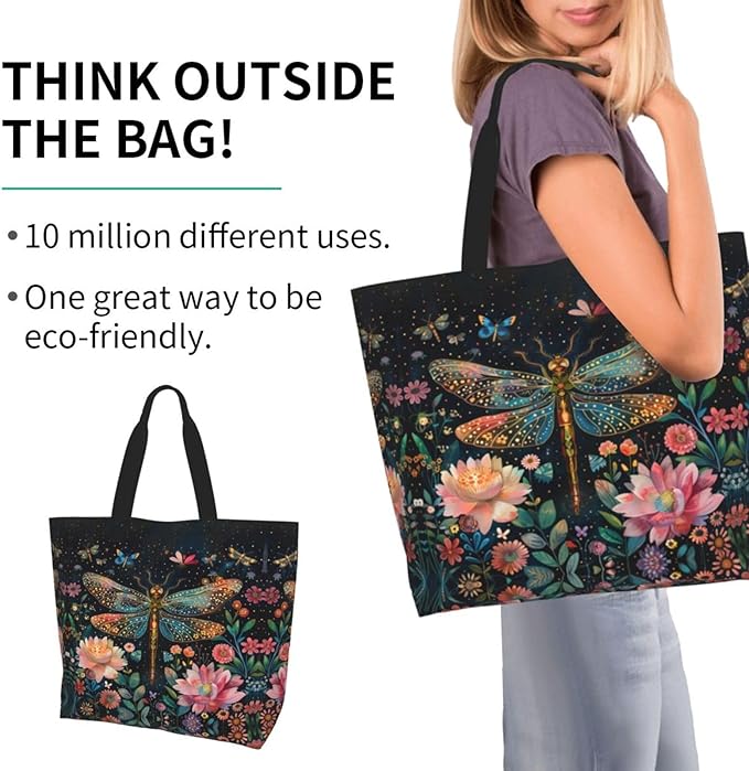 Tote Bag Shoulder Bags for Women Grocery Shopping Bag Reusable Bags Boho-Red Paisley 1