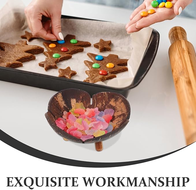 BESTYASH Natural Coconut Shell Bowl Set 2 Pieces Smooth Candy Snack Bowls for Serving Nuts Soap Key Storage Home Decor 5.12 Inch