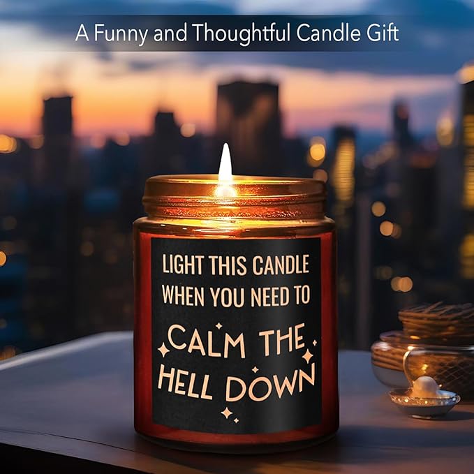 Calming Candles - Funny Relaxing Aromatherapy Candle for Her - Calm Down, Relax Gifts for Women Men - Birthday Gift for Coworker Bestie Sister Mom - Anxiety, Stress Relief Soy Candle for Home