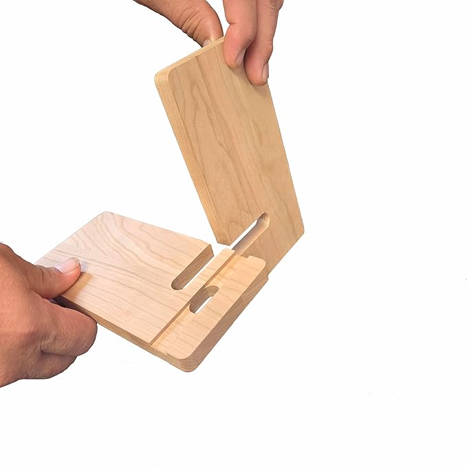 Foggy Bottom Woodworks LLC Phone Stand, Cherry Wood, for Watching Sports, Movies and Charging, 3-Pack