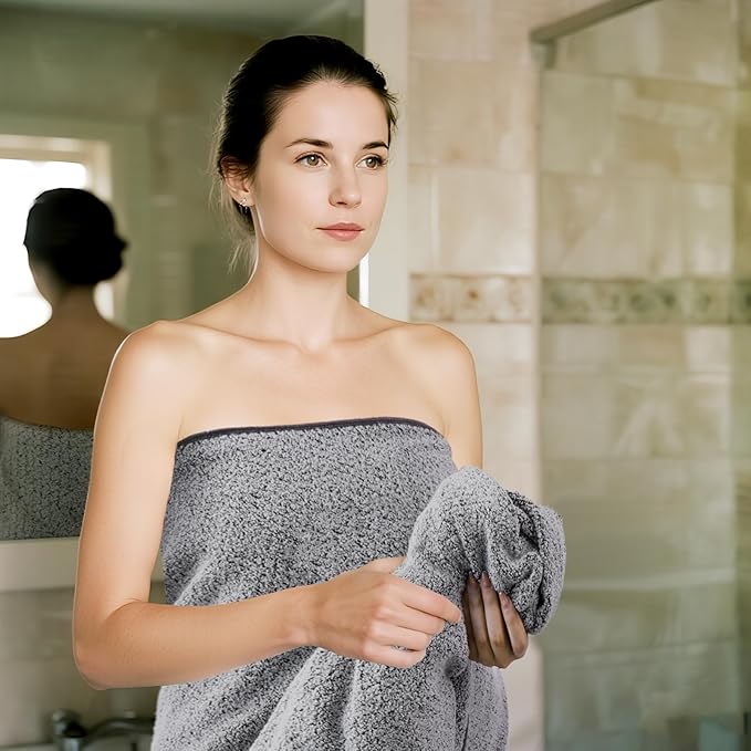 Everplush Diamond Collection Oversized Bath Towel – 1 Pieces, Super Soft & Highly Absorbent, Quick-Drying, Extra Large & Thick. Perfect for Bathroom, Pool, Swimming Use (Grey, 30" x 56" 1PK)