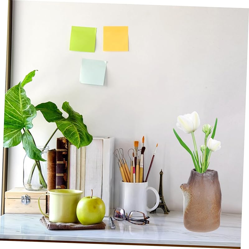 Ceramic Flower Arrangement Vase Smooth Rustic Stoneware Desktop Ornament Simple Stylish Home Decor Centerpieces Office Use