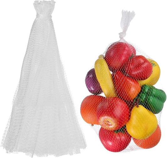 uxcell 100PCS Reusable Mesh Produce Bags, 19.7 Inches Egg Hatching Bags Washable Breathable Fruit Net Stretchable Mesh Netting Storage for Seafood Vegetable Onion Grocery Shopping, White