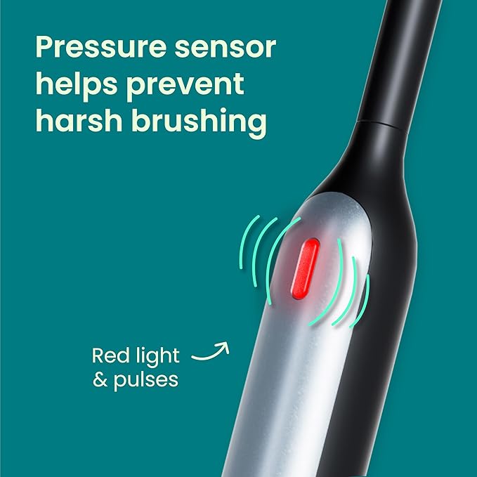 Quip Rev Oscillating Rechargeable Electric Toothbrush with Extra Brush Head - Soft Bristles, Pressure Sensor, 3 Intensities, 30-Day Battery Life, 2-Min Timer, Travel Case, Mirror Mount - Blue Stone