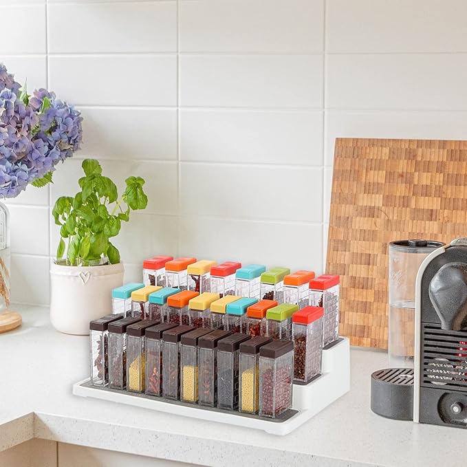 URALFA Small Spice Containers with 2-in-1 Lids 24 Pack, Spice Shakers with Adjustable Holes and Lids Seasoning Jars with Labels, Travel Seasoning Containers Camping Spice Kit for Home, Kitchen, BBQ