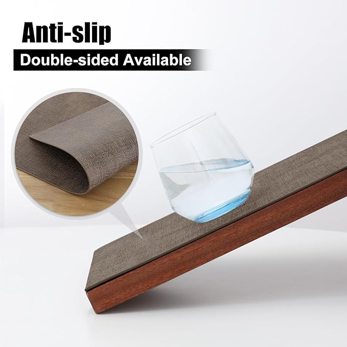 Homaxy Faux Leather Heat Resistant Placemats for Dining Table Set of 12, Waterproof Wipeable Washable PU Table Mats, Easy to Clean Anti-Slip Place Mats, 11.8" x 17", Dark Brown