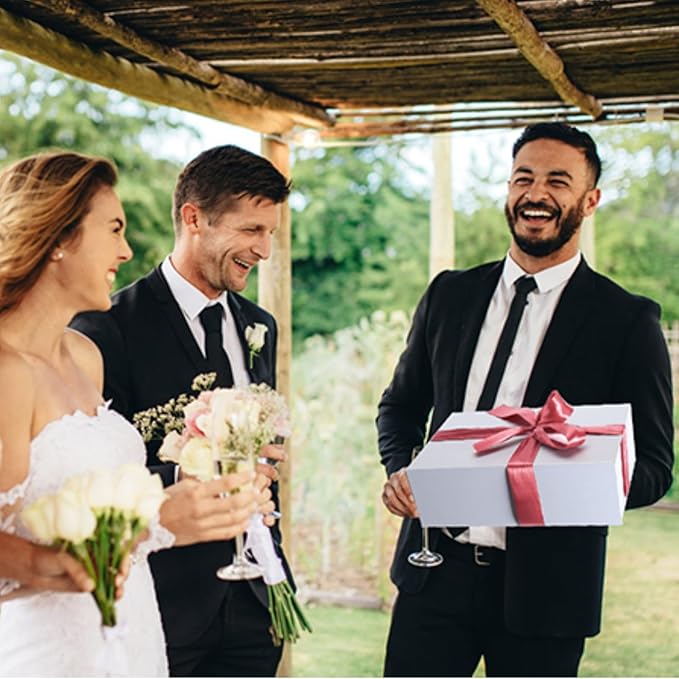 4 Pack 12x8x4 Inches Gift Boxes with Magnetic Closure Lids, White Magnetic Box for Wedding, Groomsmen Bridesmaid Proposal, Birthdays, Mother's Day