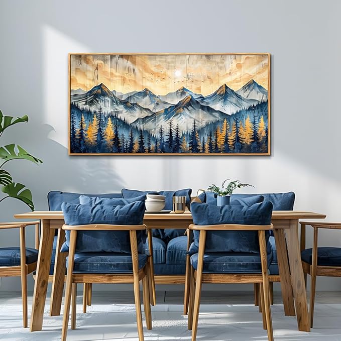 QIYILEXWART Large Wall Decor For Living Room Canvas Wall Art For Office Modern Wall Decorations For Bedroom Mountain Landscape Painting Farmhouse Pictures Artwork Room Home Decor 24x48 In