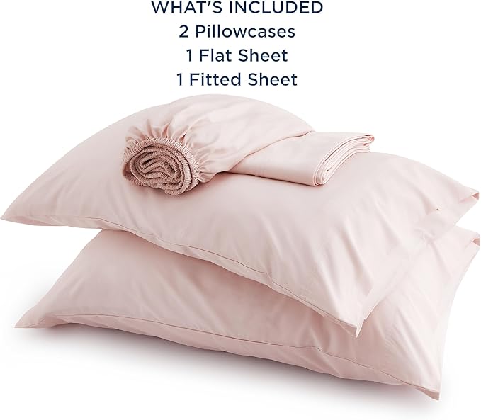 Bedsure Queen Sheet Set, Rayon Derived from Bamboo, Cooling Sheets, Breathable & Soft, Deep Pocket Up to 16 Inches, Hotel Luxury Silky Bedding for Hot Sleepers, Pink