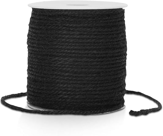 G2PLUS Natural Jute Twine, 3MM 328 Feet Thick Garden Twine String, Black Heavy Duty Hemp Rope String for Gift Wrapping, DIY Arts & Crafts, Climbing Plants, Home Decor