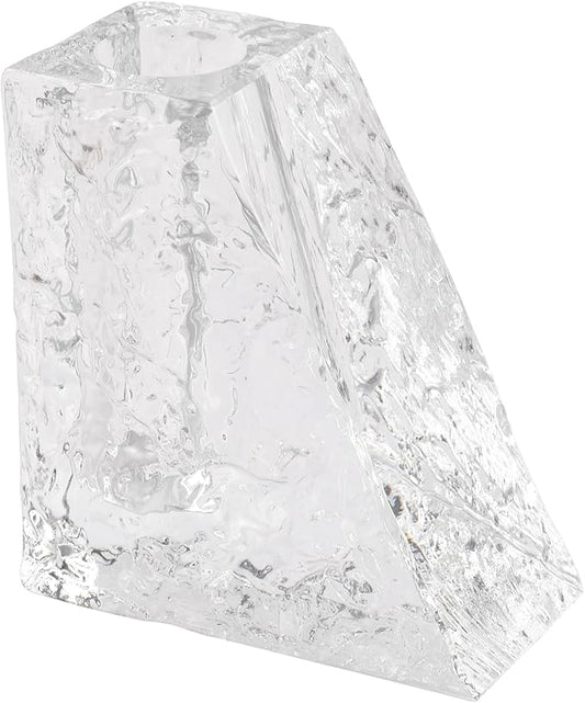 Crystal Flower Vase with Glacial Texture, Clear, Handcrafted Centerpiece for Wedding, Home Decor, Table Display