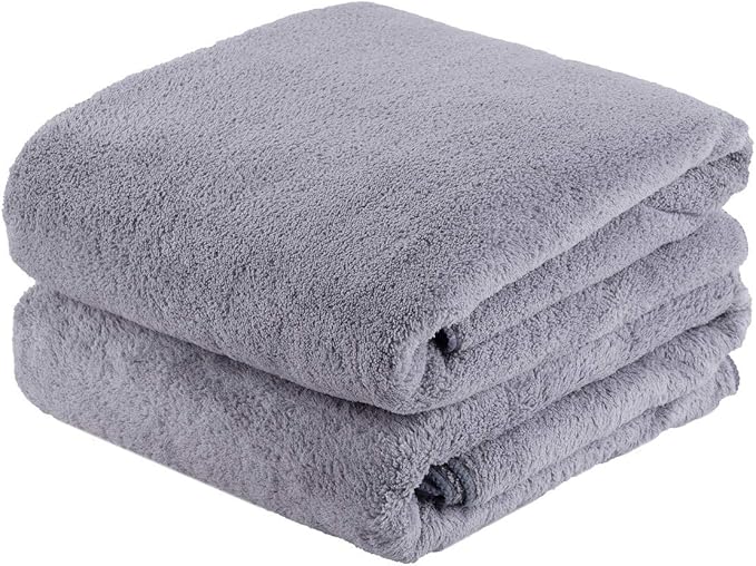 JML Extra Large Bath Towels, 2 Pack, 30"x60" - 350GSM, Fleece Towel Set - Oversized, Soft, Absorbent, Lint Free, No Fading, Perfect for Bathroom, Shower, Suana, Gym, Pool, Hotel, SPA, Fleece Grey